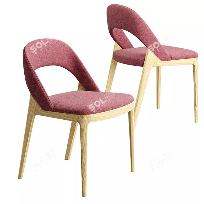 Elegant Wood Frame Chair 3D model image 1