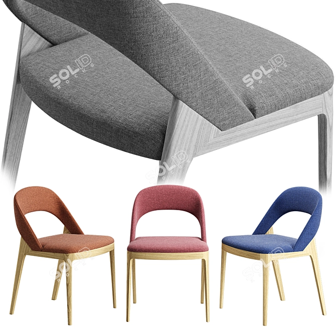 Elegant Wood Frame Chair 3D model image 2