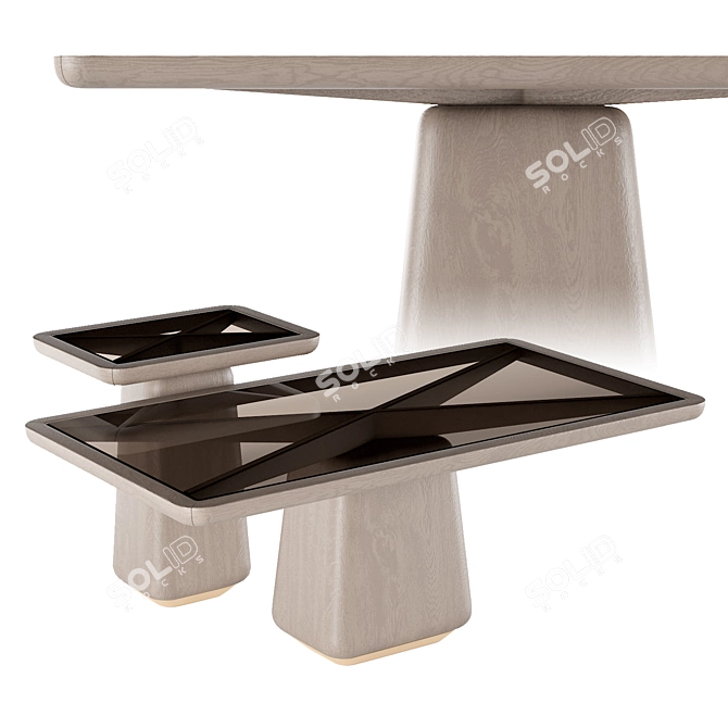 Elegant Copper Accent Center Tables 3D model image 1