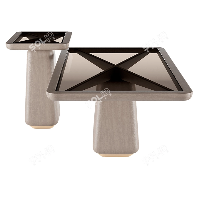 Elegant Copper Accent Center Tables 3D model image 2