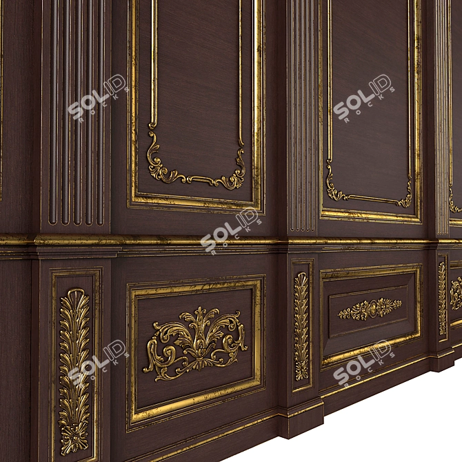 Versatile Wooden Wall Panels: Boiserie INT-030 3D model image 4