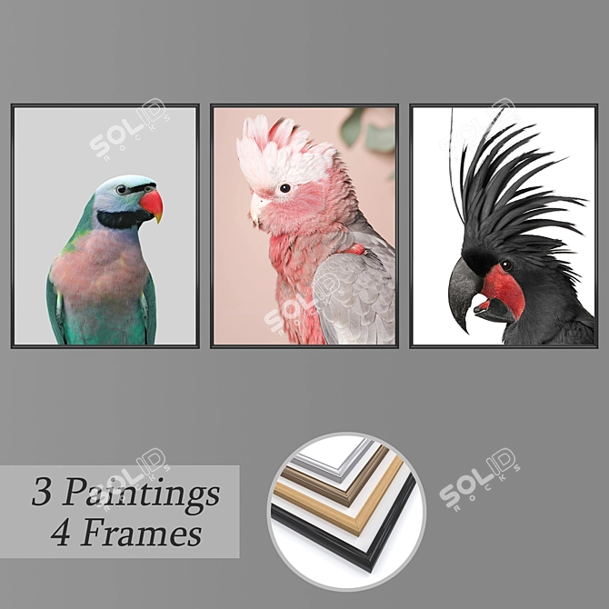 Modern Wall Art Set with Multiple Frames 3D model image 1