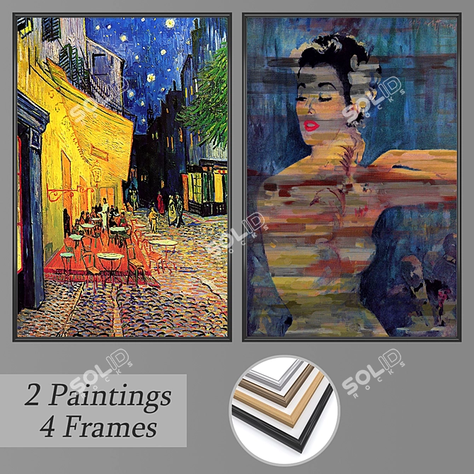 Artistic Wall Paintings Set 3D model image 1