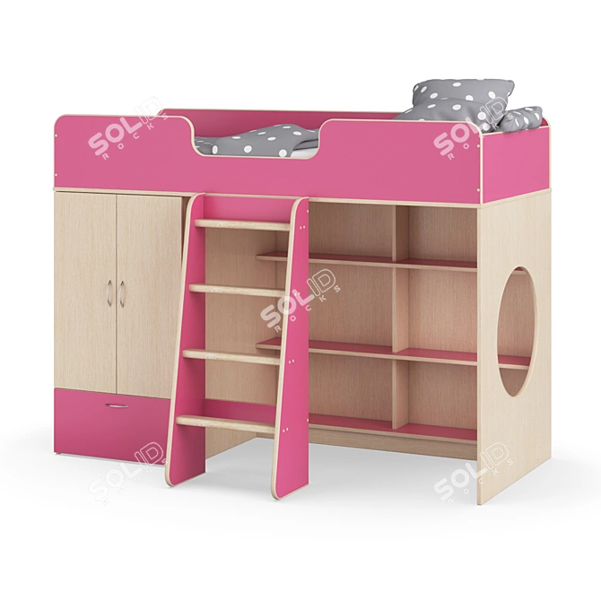 Modular Children's Loft Bed 3D model image 2