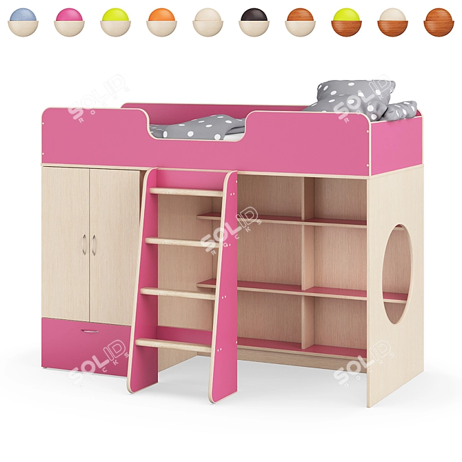 Modular Children's Loft Bed 3D model image 6