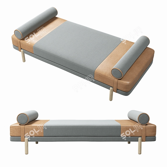 Nordic Tan Leather Assim Daybed 3D model image 1
