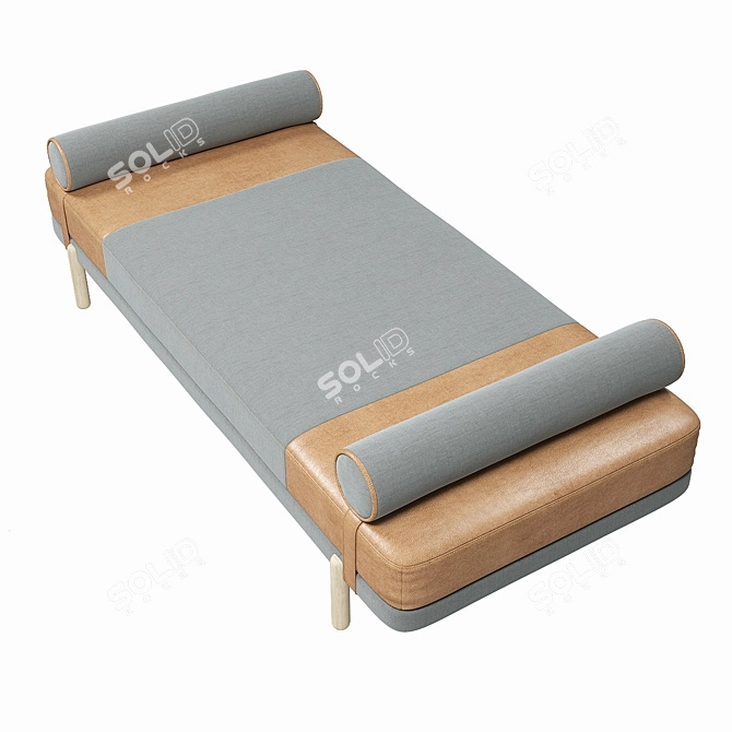 Nordic Tan Leather Assim Daybed 3D model image 3