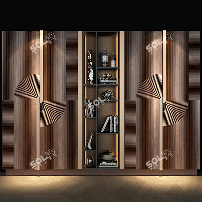 Here is the translated description: Шкаф мебель_071

And here is the short unique title: Modern Grey Cabinet 3D model image 1
