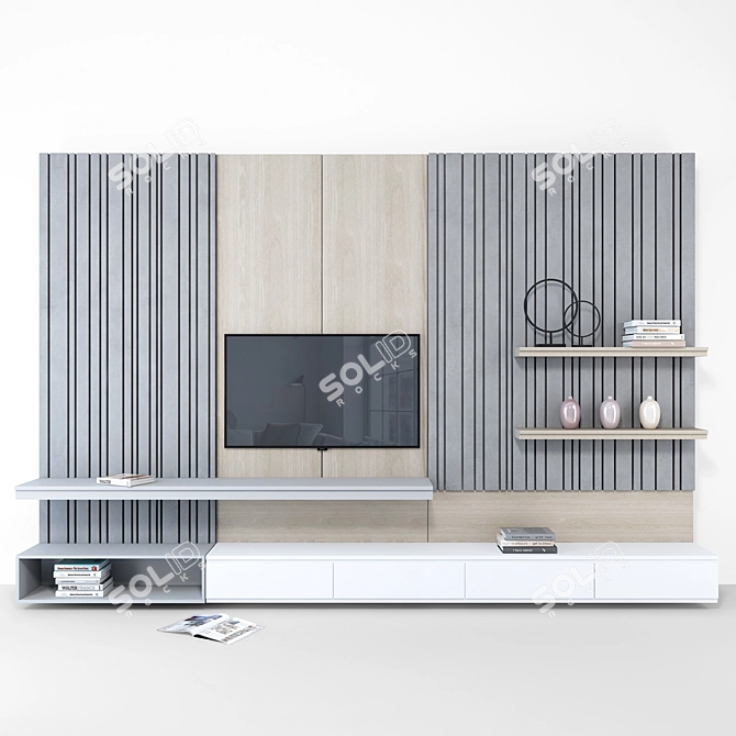 Modern TV Wall Set for Living Room & Bedroom. 3D model image 1