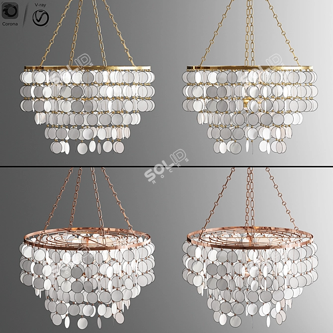 Elegant Aurora Leaf Chandelier 3D model image 2