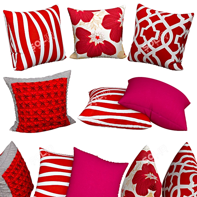 Textured Sofa Pillows 3D model image 4