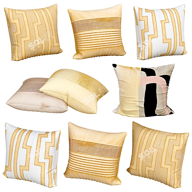 Textured Sofa Pillows 3D model image 1