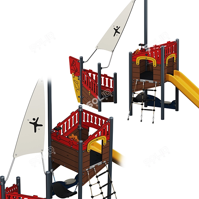 Pirate Caravel: Red, Green, Blue Options 3D model image 4