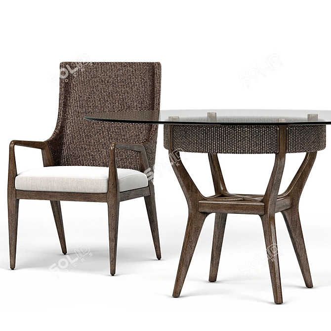 Formosa Round Dining Table and Arm Chair Set 3D model image 2