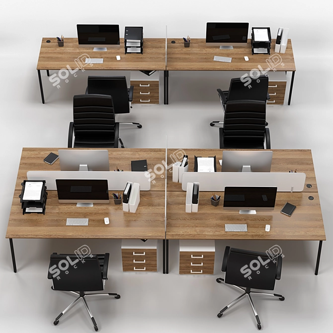 Optimized Office Workplace with Accessories 3D model image 2