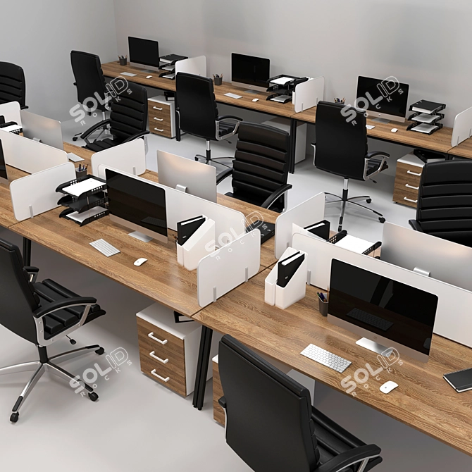 Optimized Office Workplace with Accessories 3D model image 4