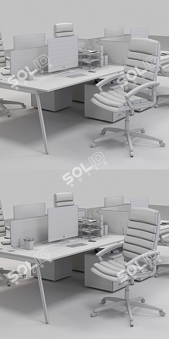 Optimized Office Workplace with Accessories 3D model image 5