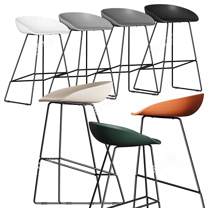 Industrial Metal Bar Stool 3D model image 1