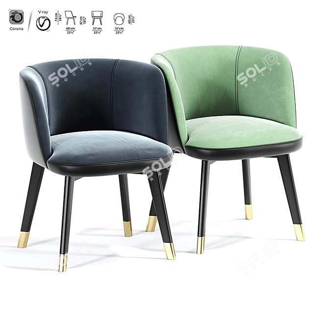 Elegant Baxter Colette Dining Chair 3D model image 2