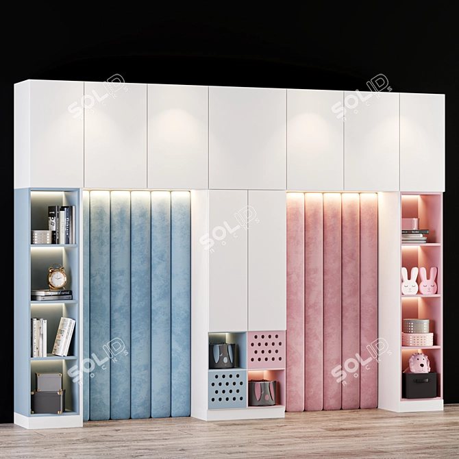 Kids' Wardrobe: Stylish Storage Solution 3D model image 2