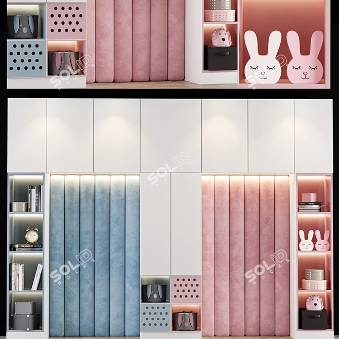 Kids' Wardrobe: Stylish Storage Solution 3D model image 6