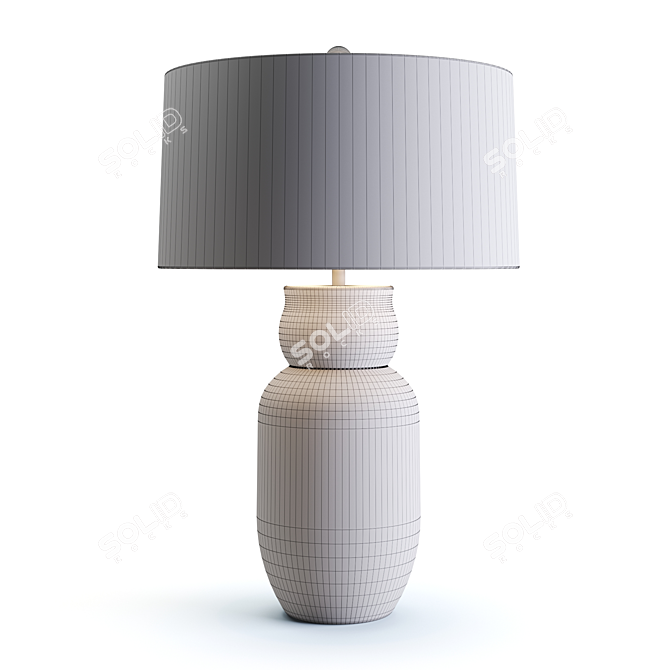 Ansley Ceramic Table Lamp - Elegant Off-White Cotton Shade 3D model image 2