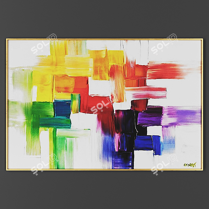 Elegant Framed Painting 3D model image 1