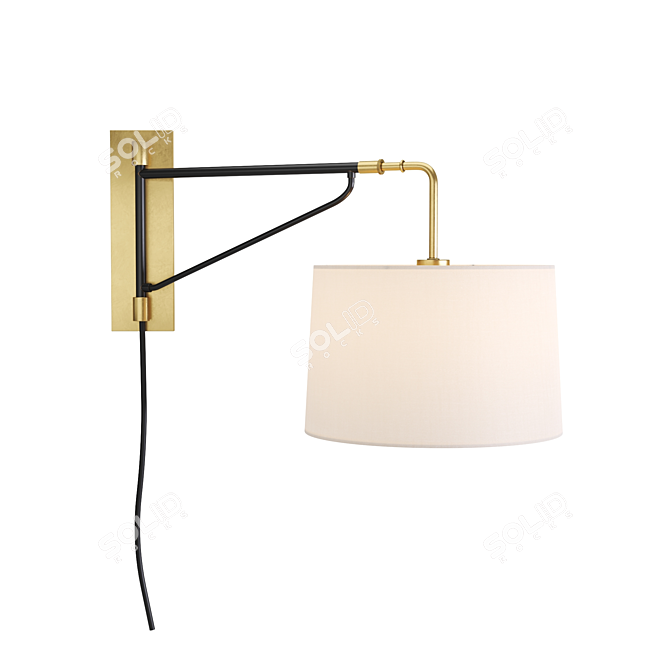 Adjustable Bronze Sconce with White Linen Shade 3D model image 1