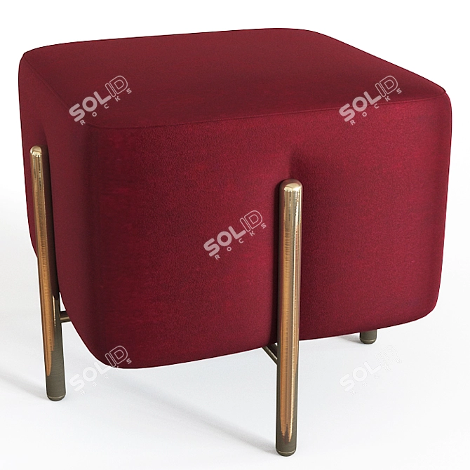 Luxurious Osborne Velvet Footstool 3D model image 1