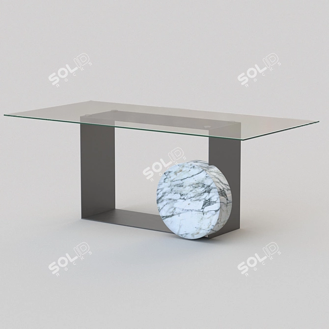 Museum Table: Sleek Steel & Glass 3D model image 1