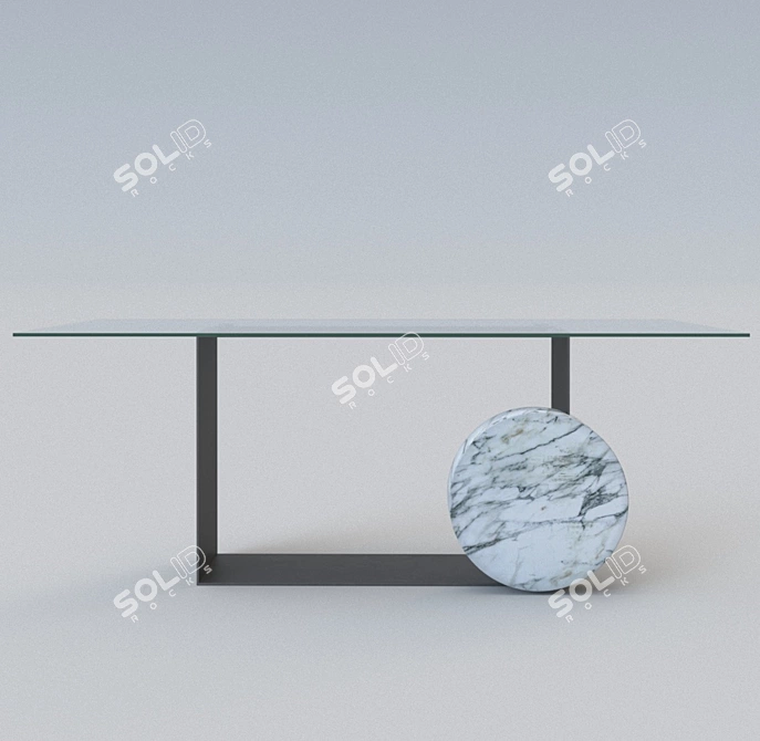 Museum Table: Sleek Steel & Glass 3D model image 2