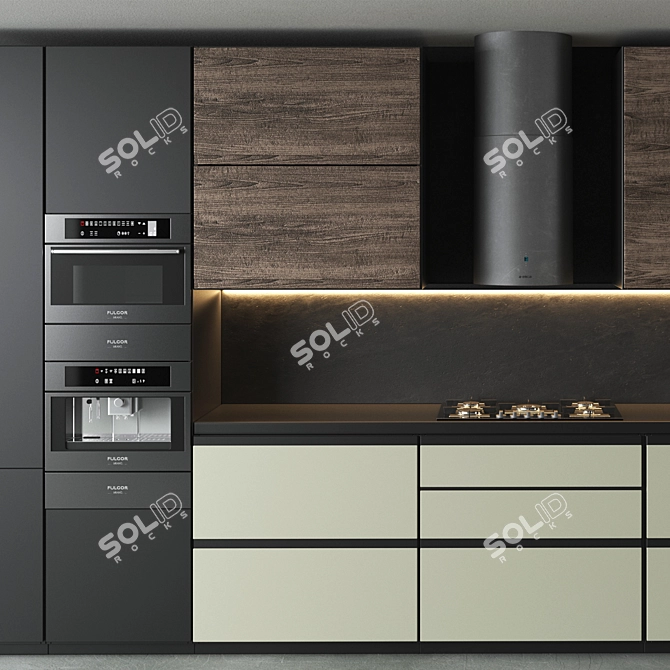 Adaptable Kitchen Set: Oven, Coffee Machine, Cooktop 3D model image 4