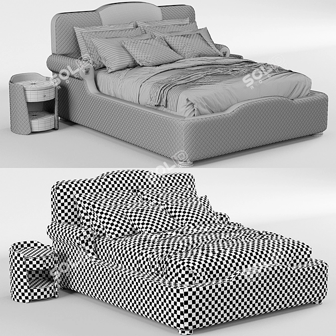 Vision Palladium Bed: Unparalleled Comfort and Style 3D model image 5