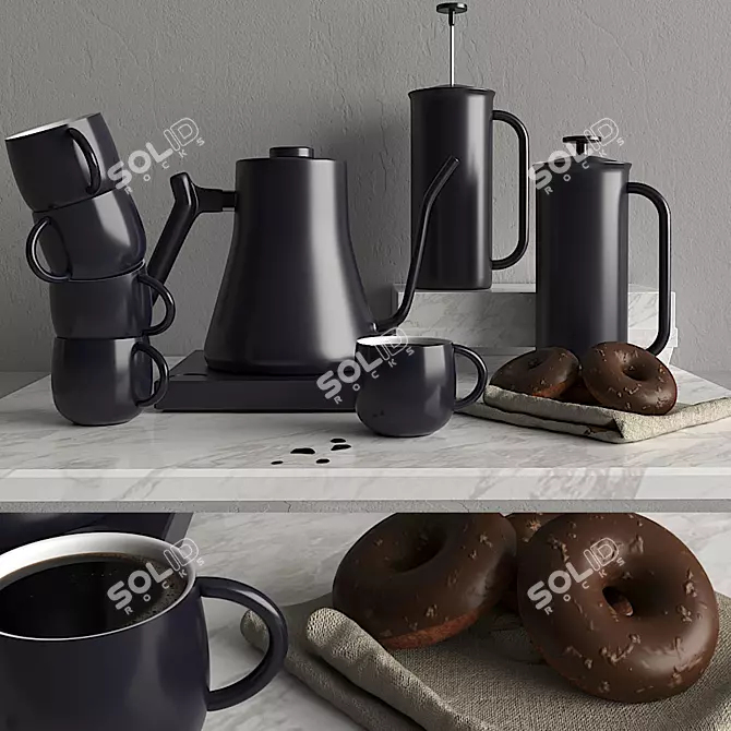 Sleek Electric Kettle Set 3D model image 1