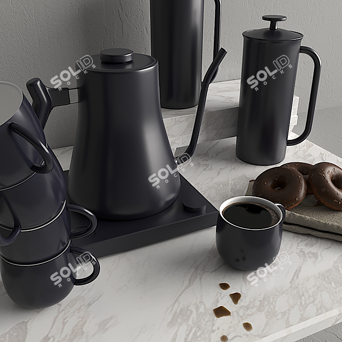 Sleek Electric Kettle Set 3D model image 2