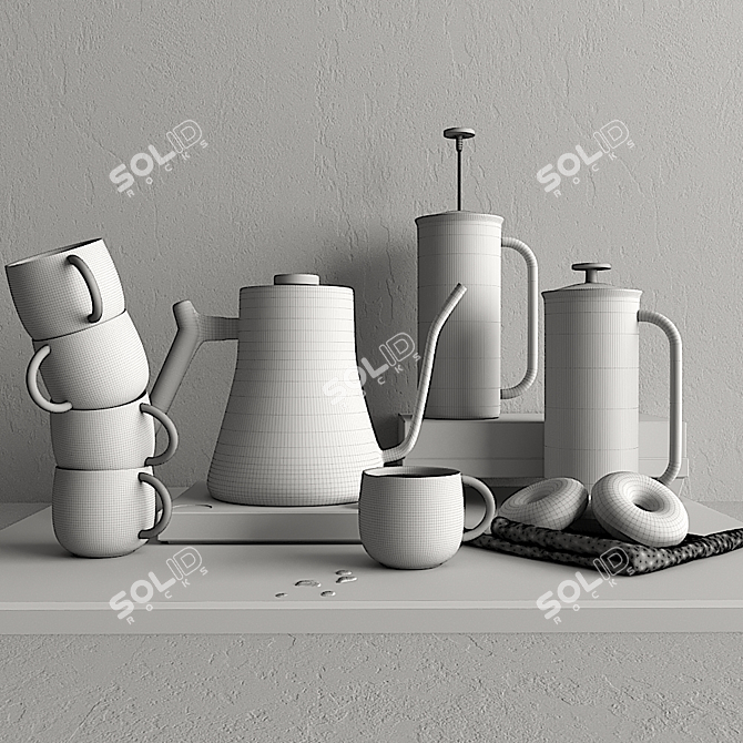 Sleek Electric Kettle Set 3D model image 4