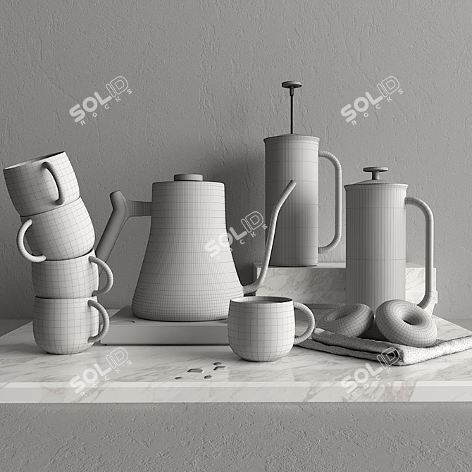 Sleek Electric Kettle Set 3D model image 5