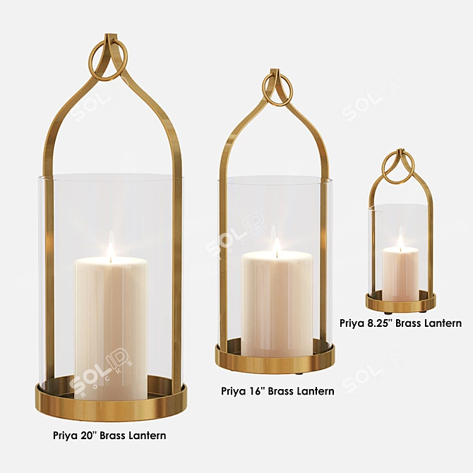 Exquisite Brass Lanterns: Set the Perfect Ambiance 3D model image 2