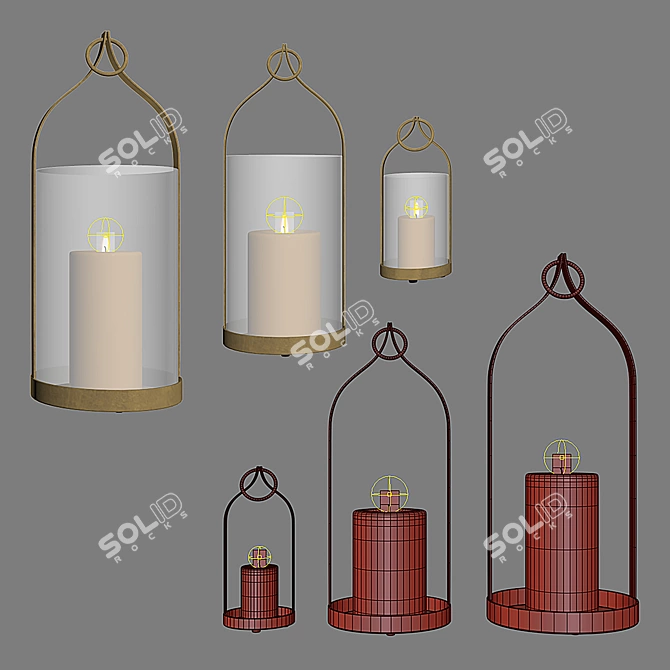 Exquisite Brass Lanterns: Set the Perfect Ambiance 3D model image 3