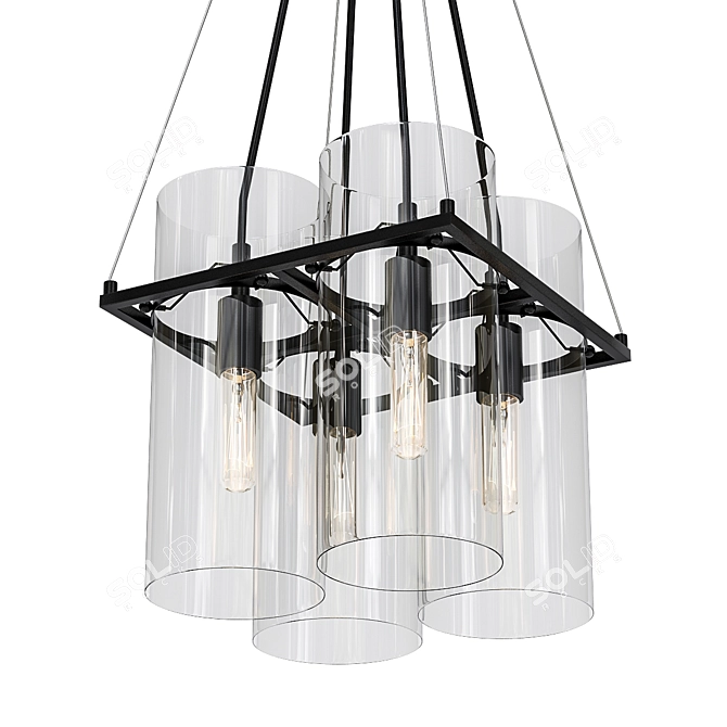 Elegant Glass Cylinder Chandelier 3D model image 1