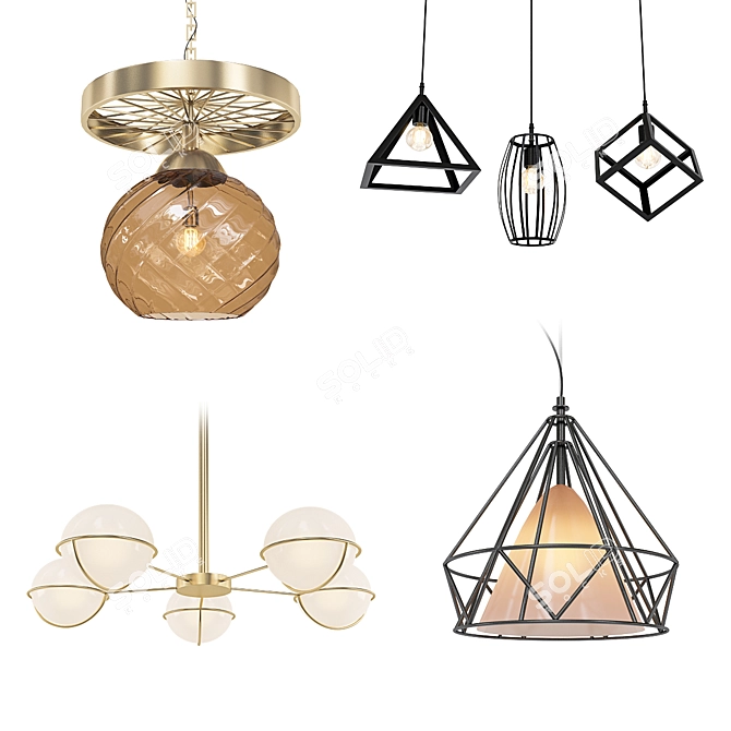 Modern Chandelier Collection 3D model image 1