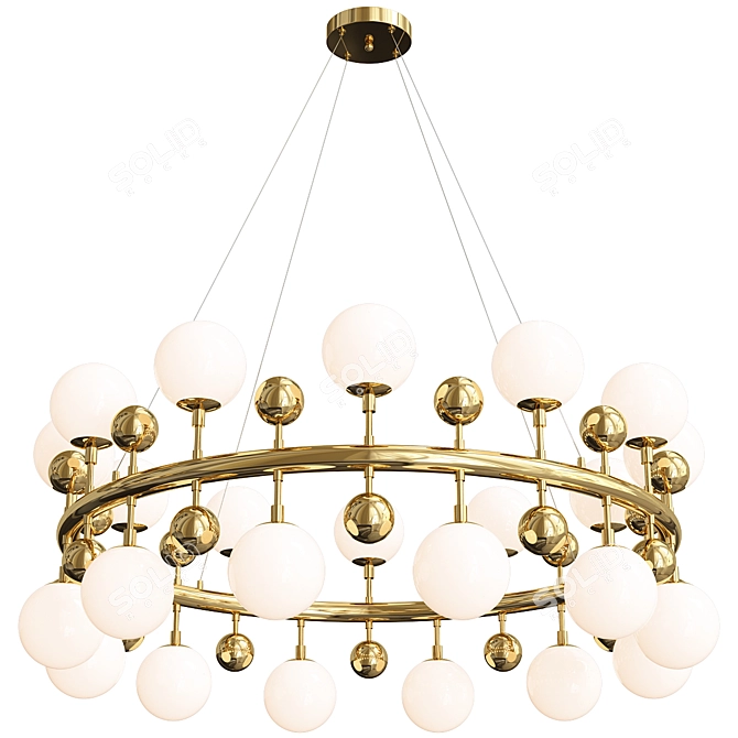 Elegant Milk Bubble Ring Chandelier 3D model image 2