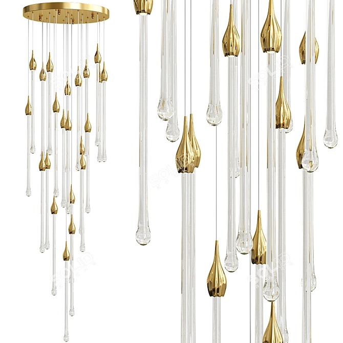 Elegant Milk Bubble Ring Chandelier 3D model image 5