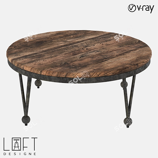 Modern Industrial Coffee Table 3D model image 1