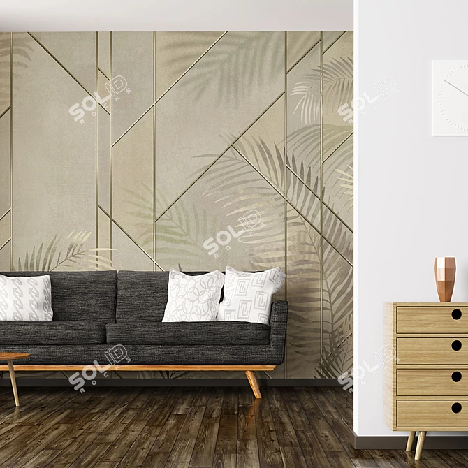 Title: Lines and Leaves Wallpaper by Creativille 3D model image 4