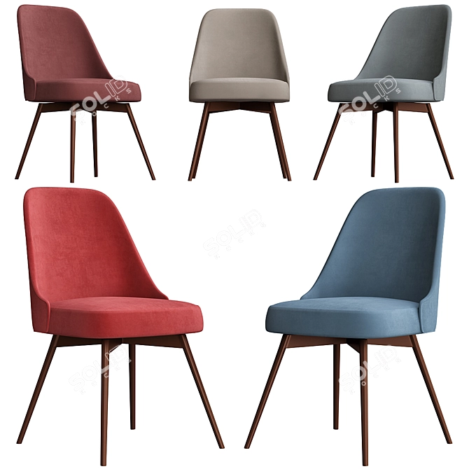 Mid-Century Velvet Office Chair 3D model image 1