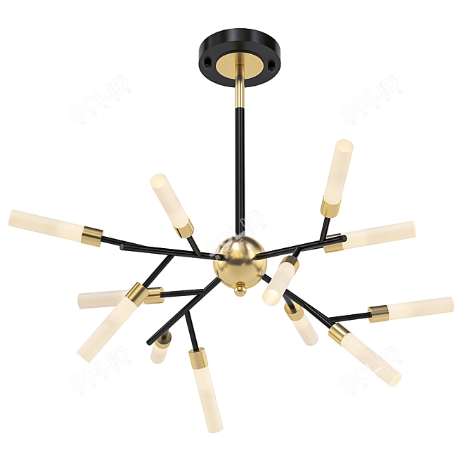 White Tube Valley 12-Light Chandelier 3D model image 1