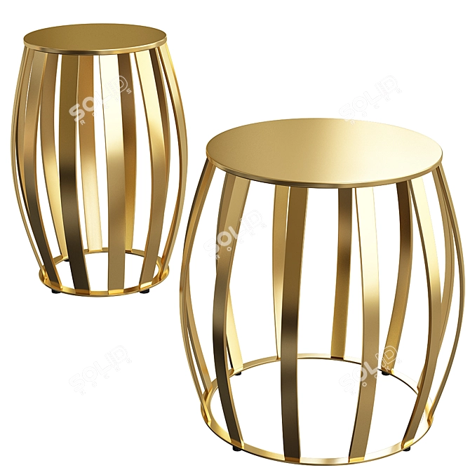 Glamorous Gold Nest of Round Side Tables 3D model image 1