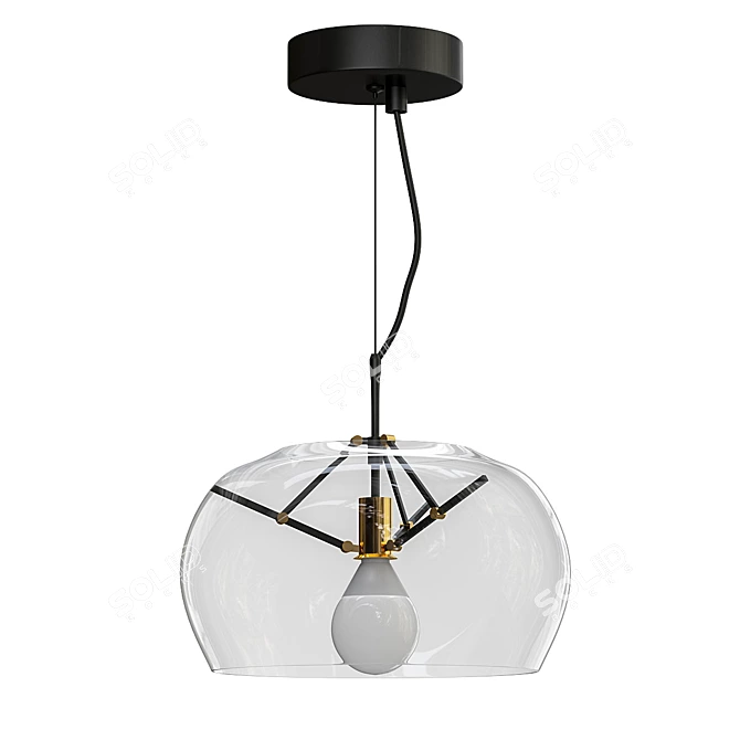 Elegant Sliding Metal Pendant Light 3D model image 1