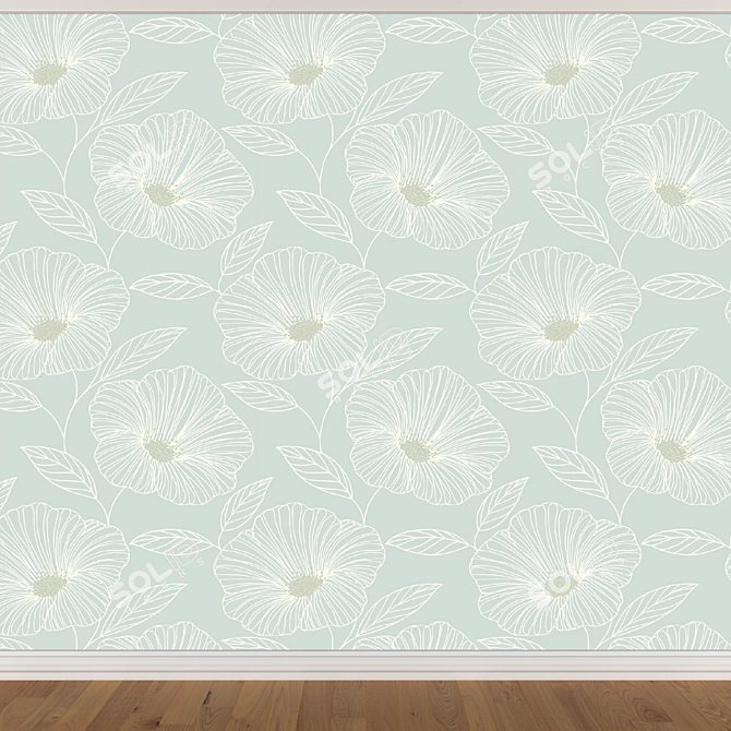 Seamless Wallpaper Set: 3 Color Options 3D model image 4